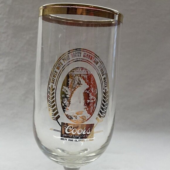 Coors Other - Vintage COORS BEER BEVERAGE STEMMED GLASS WITH GOLD LOGO